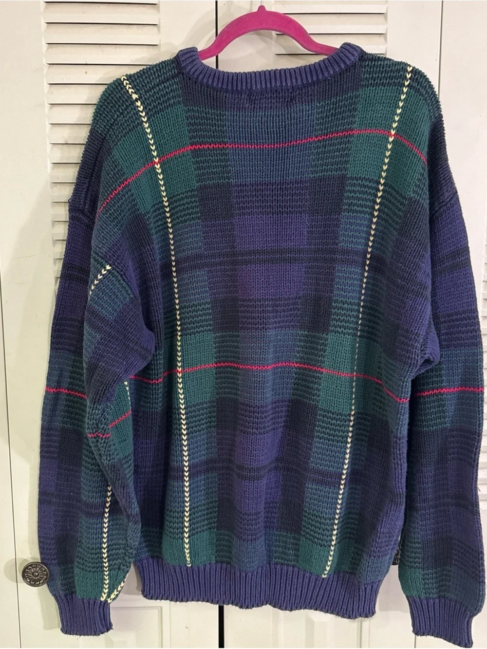 Vintage 9Os Multicolor Plaid Pattern Preswick & Moore 100% Cotton XL Sweater